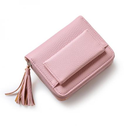 新款短款钱包女日韩版可爱学生搭扣小清新流苏皮夹零钱包小钱包
